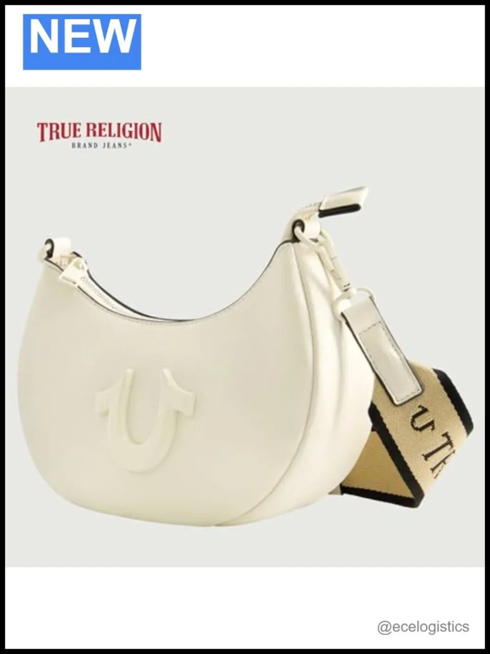 Crescent Hobo Handbag with Adjustable Strap and Horseshoe Logo